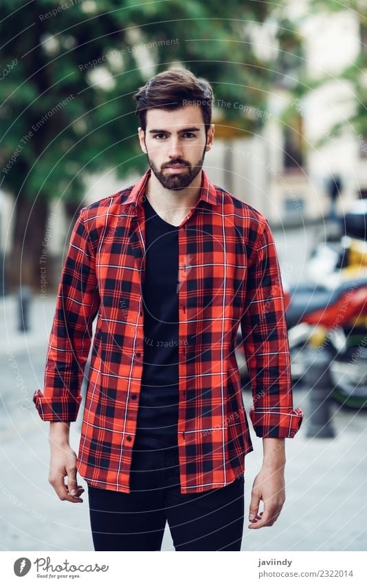Young bearded man in urban background Lifestyle Style Beautiful Hair and hairstyles Human being Masculine Young man Youth (Young adults) Man Adults 1