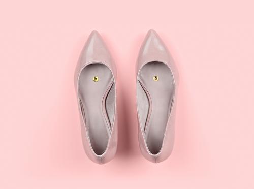 Pair of classic women's beige shoes with pushpin Lifestyle Joy Health care Feasts & Celebrations Fashion Footwear Shopping Funny Pink Colour Idea Surrealism