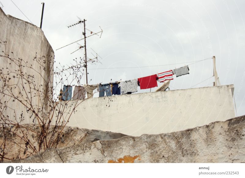 Line up Tunisia Small Town House (Residential Structure) Manmade structures Wall (barrier) Wall (building) Roof Gray Red White Serene Life Colour photo Deserted
