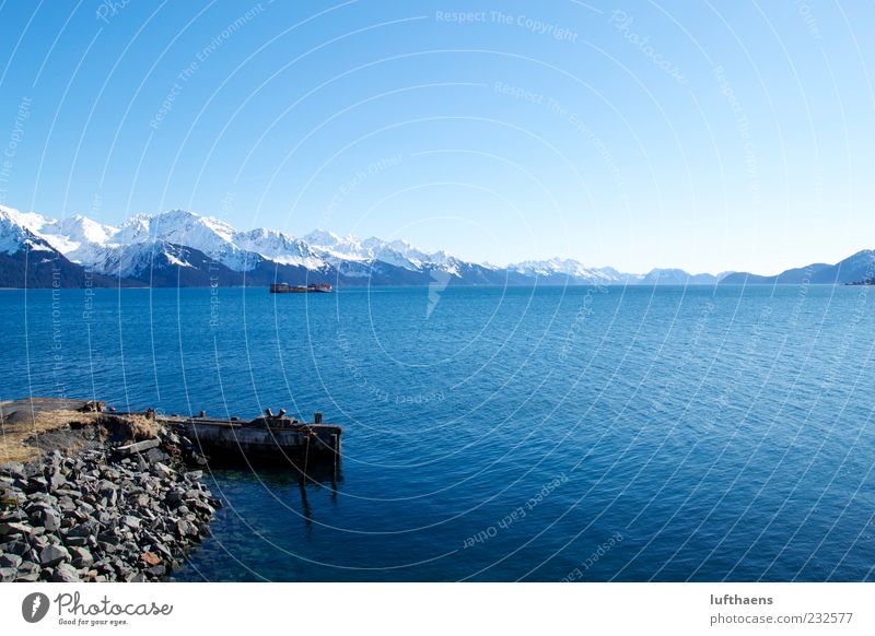 I see Seward! Ocean Winter Mountain Nature Air Water Cloudless sky Beautiful weather Kenai peninsula North America Means of transport Traffic infrastructure