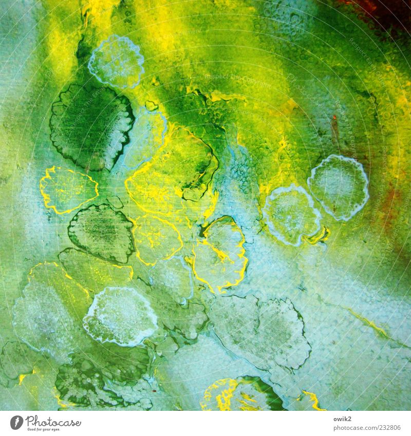 The artist had a cold. Art Painting and drawing (object) Blue Yellow Green Creativity Dye Play of colours Colour palette Drop Colour photo Abstract