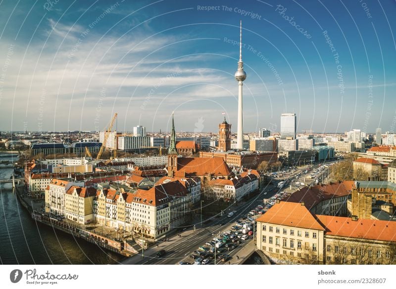 Berlin Vacation & Travel Berlin TV Tower Town Skyline Germany City architecture urban Colour photo Exterior shot Day Evening
