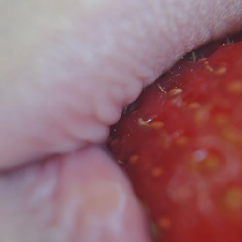 your strawberry mouth Food Fruit Strawberry Mouth Lips To enjoy Delicious Colour photo Exterior shot Detail Day Macro (Extreme close-up) Close-up Nutrition