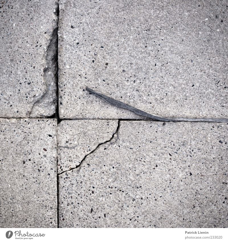 time gap Deserted Stone Concrete Line Old Broken Gloomy Gray Symmetry Environment Destruction Crack & Rip & Tear Paving tiles Exterior shot Close-up Pattern