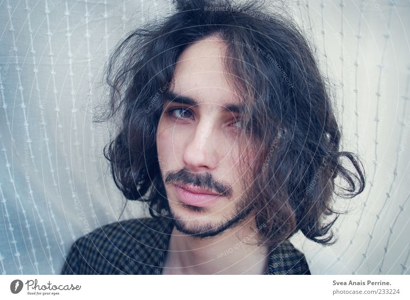 . Masculine Head Hair and hairstyles Face 1 Human being 18 - 30 years Youth (Young adults) Adults Black-haired Long-haired Curl Beautiful Mop of curls