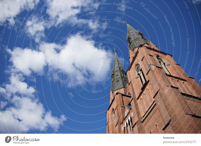 peak performance Design Tourism Far-off places Summer Sun Air Sky Clouds Beautiful weather Uppsala Sweden Europe Old town Dome Manmade structures Architecture