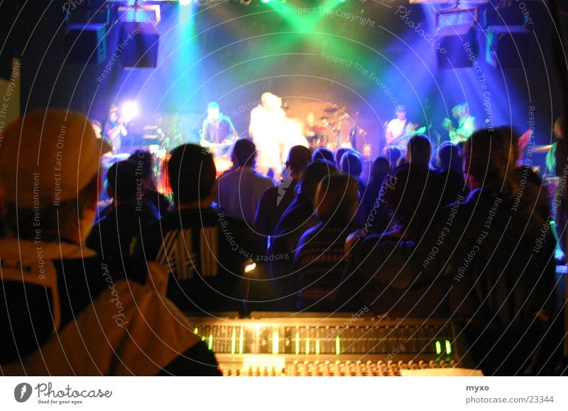 stage show Concert Live Stage Party Mixing desk Shows Group Lighting String Party goer