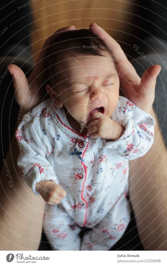 Baby newborn hands pajamas tired Feminine 1 Human being 0 - 12 months Pyjama Black-haired Short-haired To hold on Small pretty Soft Life Considerate Future Yawn