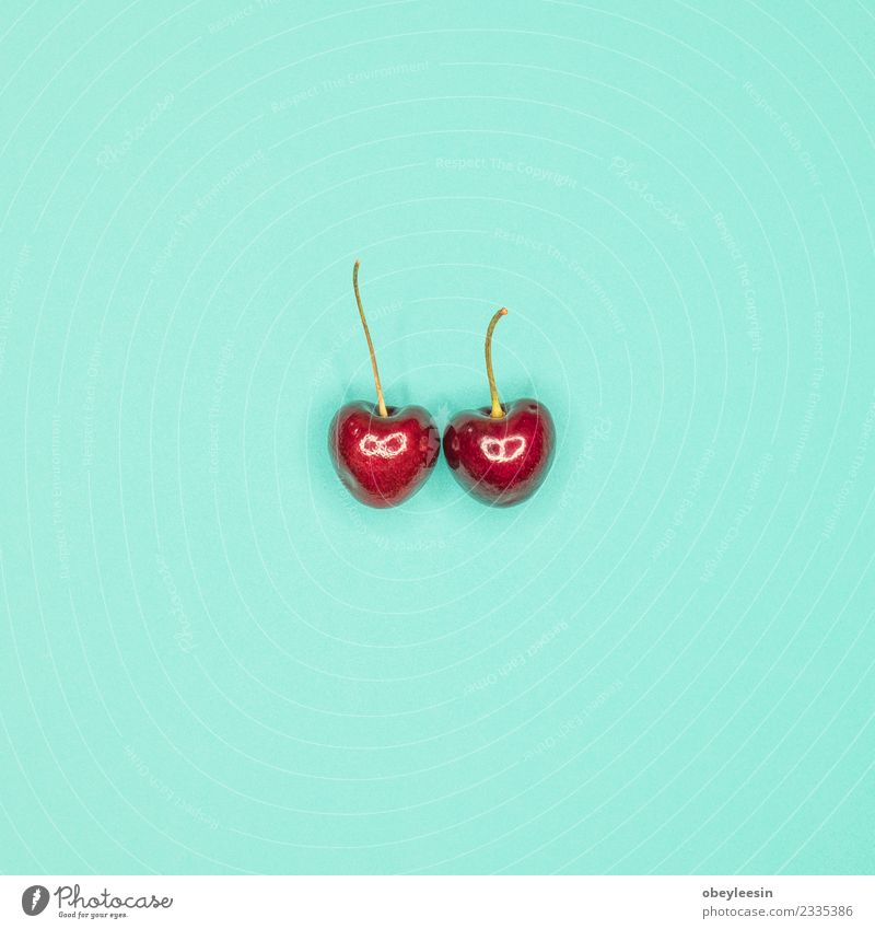 top view of Cherry on bule back ground - a Royalty Free Stock Photo from  Photocase