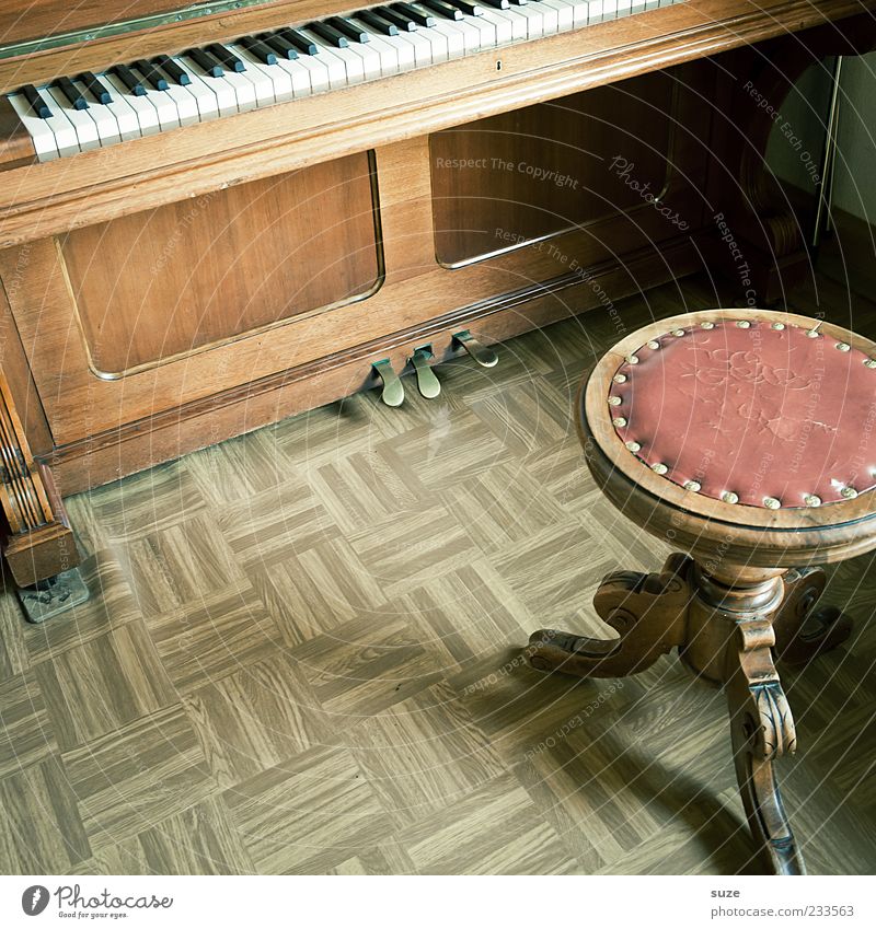 Eckes Edelkirsch Leisure and hobbies Living or residing Flat (apartment) Music Piano Wood Old Brown Past Stool Linoleum Floor covering Keyboard Sound