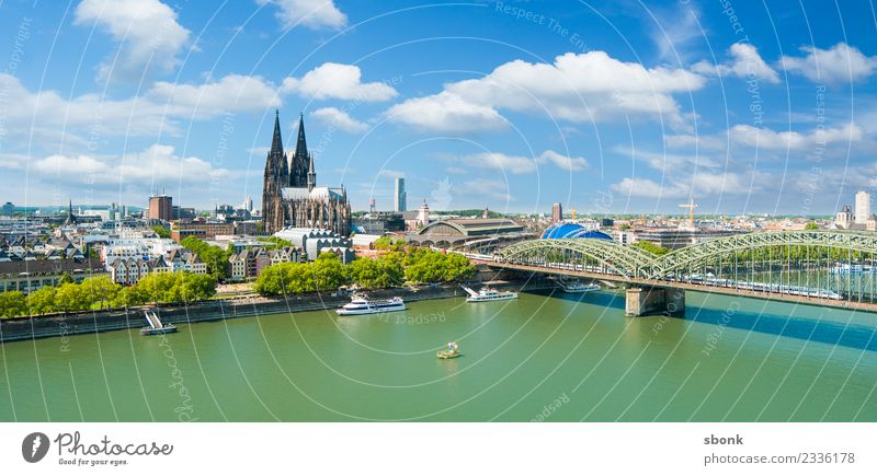 Cologne Summer Panorama Skyline Dome Tourist Attraction Landmark Monument Cologne Cathedral Vacation & Travel Germany City cityscape Rhine Panorama (Format)