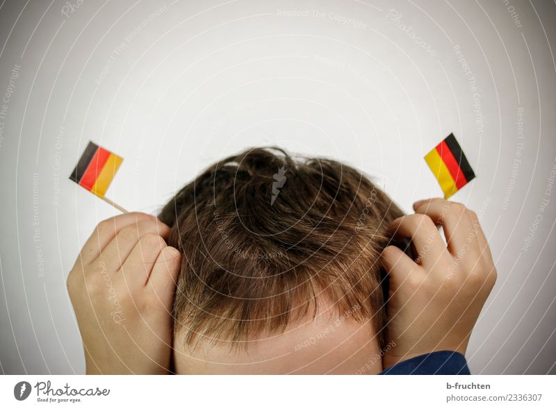 Head with small German flags Boy (child) Hand 3 - 8 years Child Infancy Short-haired Flag Utilize Movement To hold on Playing Brash Happiness Loyal Relationship