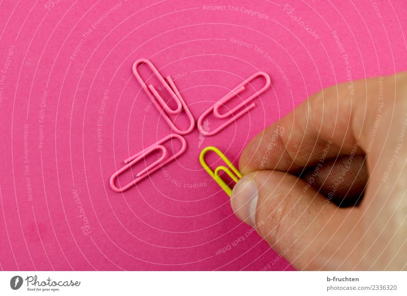 a yellow paperclip comes along Fingers Sign Touch Movement To hold on Lie Free Happiness Fresh Together Yellow Pink Accuracy Uniqueness Mixture Exceptional