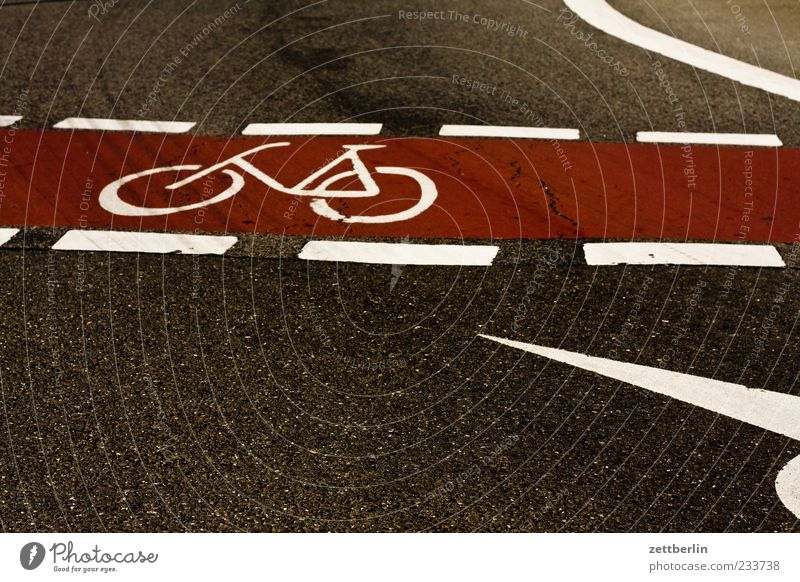 bicycle path Transport Traffic infrastructure Road traffic Driving Cycle path Traffic lane Lane markings Colour photo Subdued colour Exterior shot