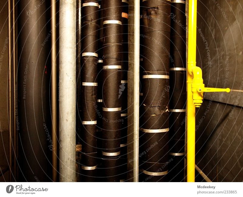 Vertical trade Conduit Pipe Technology Industry Firm Large Brown Yellow Gray Black Silver White Line Lever Steel Insulation Varnished Crack & Rip & Tear