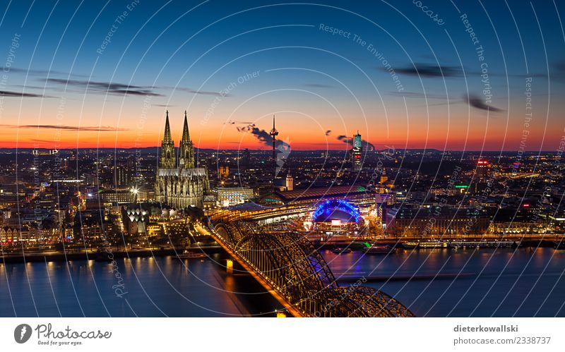 Cologne skyline twilight Town Downtown Old town Skyline Church Dome Bridge Tourist Attraction Landmark Monument pretty Moody Home country Native Dusk