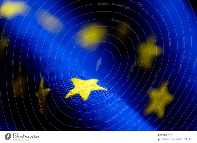 Europe again European flag European parliament Flag Cloth Landmark Star (Symbol) Alliance Wrinkles Bulge Waves Yellow Blue Copy Space Deserted