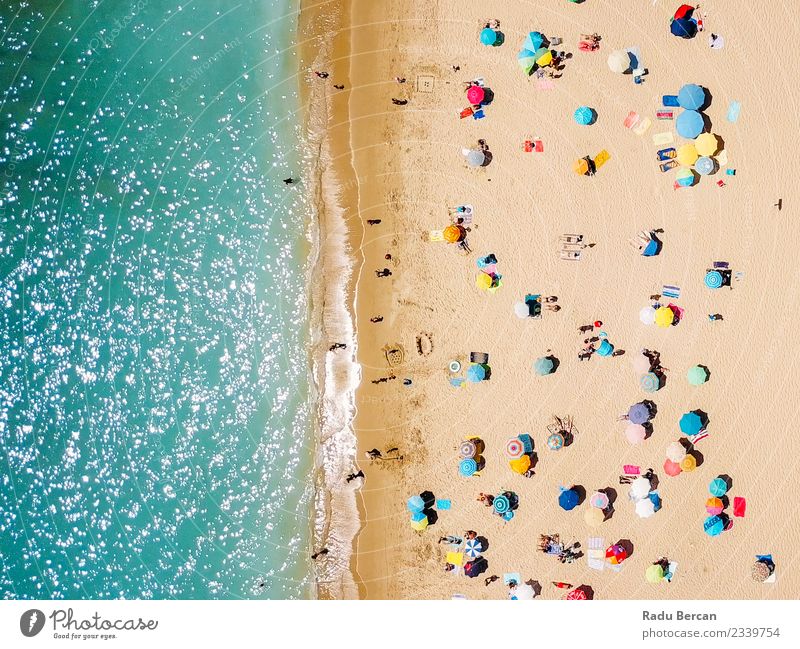 Aerial View From Flying Drone Of People Crowd Lifestyle Wellness Relaxation Swimming & Bathing Vacation & Travel Adventure Freedom Summer Summer vacation Sun