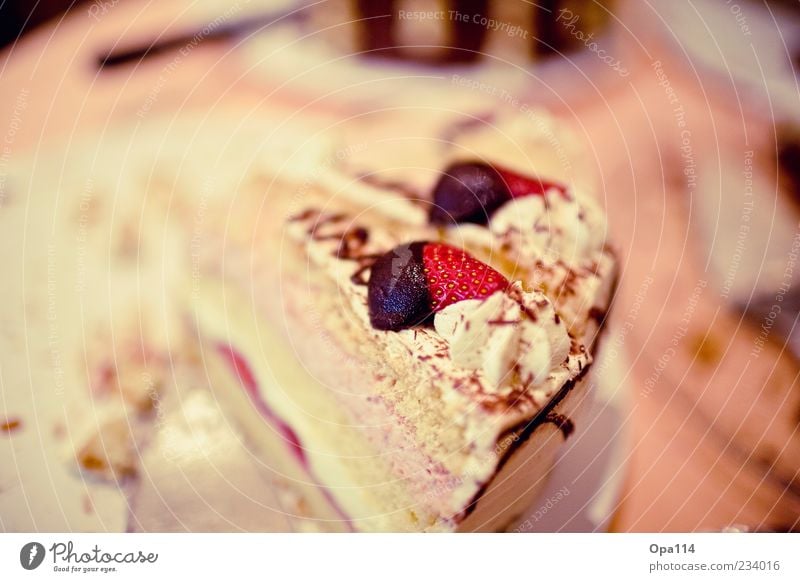 cream slice Food Cake Dessert Candy Nutrition Delicious Pink Red Black White Colour photo Multicoloured Interior shot Close-up Detail Macro (Extreme close-up)