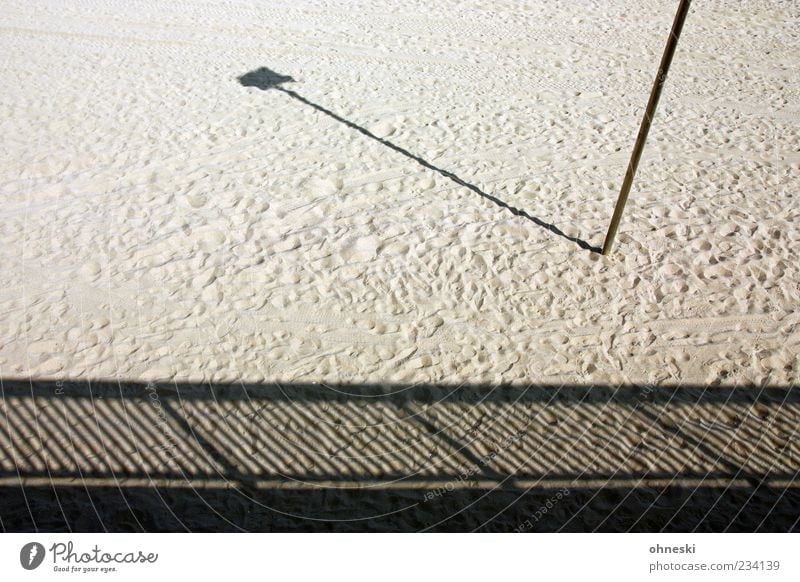 the beach Summer Beach Deserted Handrail Pole Lantern Sand Longing Loneliness Stripe Footprint Colour photo Subdued colour Exterior shot Pattern