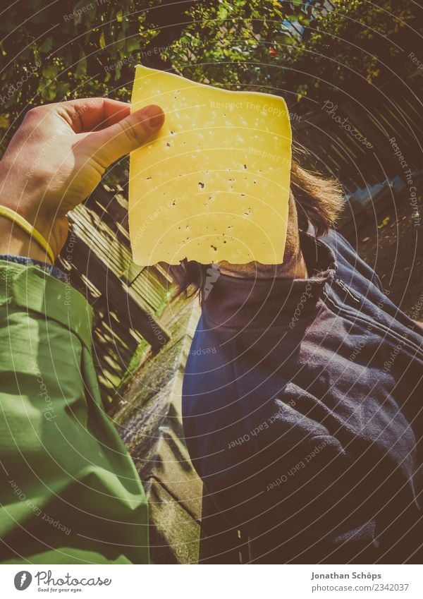 You old cheese man! | Slice of cheese before the Gusche Human being Masculine Body 1 18 - 30 years Youth (Young adults) Adults Cheese Cheese sandwich Hand