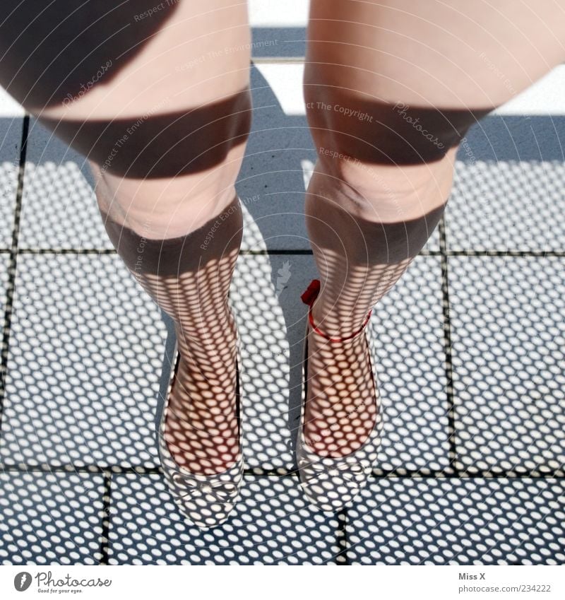 Shadow-Straps Human being Feminine Young woman Youth (Young adults) Legs Feet 1 Funny Bizarre Delightful Shadow play Point Colour photo Exterior shot Pattern