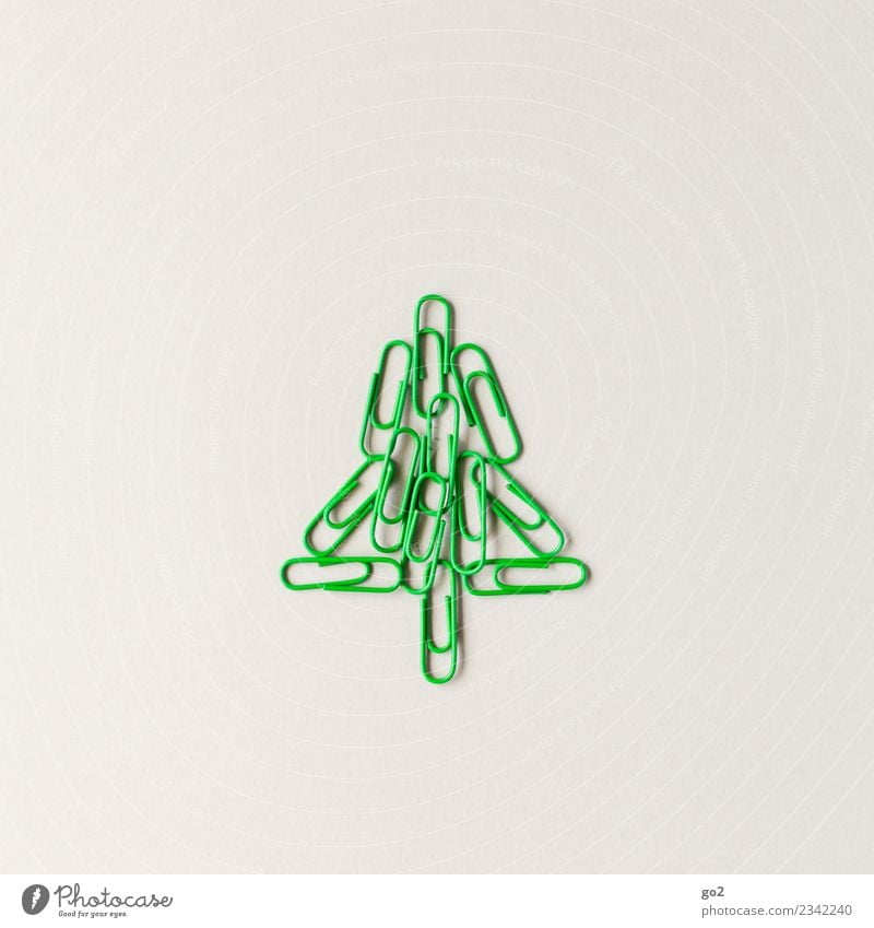 Christmas tree made of green paperclips Christmas & Advent Office work Workplace Stationery Decoration Kitsch Odds and ends Paper clip Sign Esthetic Exceptional