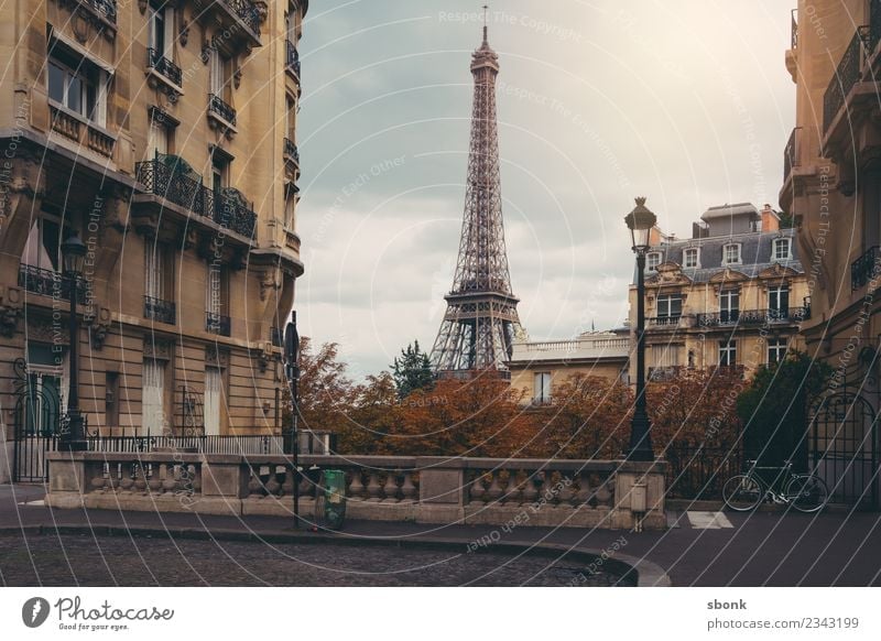 Paris Autumn Romantic Town Capital city Downtown Skyline Tourist Attraction Street Vacation & Travel Eiffel Tower City France French architecture Alley Lantern