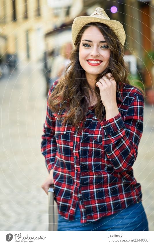 Girl with beautiful blue eyes smiling outdoors Style Happy Beautiful Summer Human being Feminine Young woman Youth (Young adults) Woman Adults 1 18 - 30 years