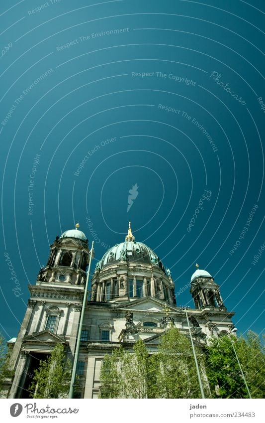 who stands at the amusement garden Capital city Church Dome Tower Facade Tourist Attraction Beautiful Blue Religion and faith Domed roof Berlin