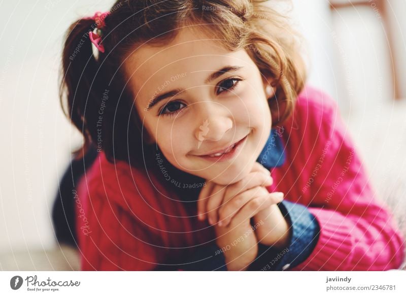 Adorable little girl with sweet smile Joy Happy Beautiful Face Child Human being Girl Woman Adults Infancy 1 3 - 8 years Smiling Small Cute White Emotions