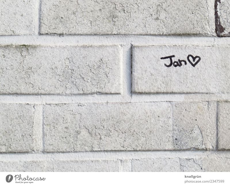 Jan Wall (barrier) Wall (building) Characters Graffiti Heart Communicate Town Black White Emotions Love Infatuation Romance Interest Relationship Friendship