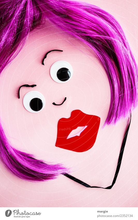 emotions...cool faces: woman's face with red painted mouth Human being Feminine Woman Adults Hair and hairstyles Face Eyes Mouth 1 Art Short-haired Wig Part