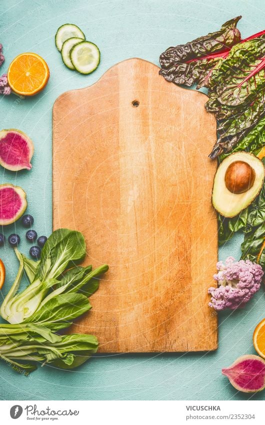 Cutting board background with fruit and vegetables Food Vegetable Fruit Nutrition Organic produce Vegetarian diet Diet Shopping Style Design Healthy