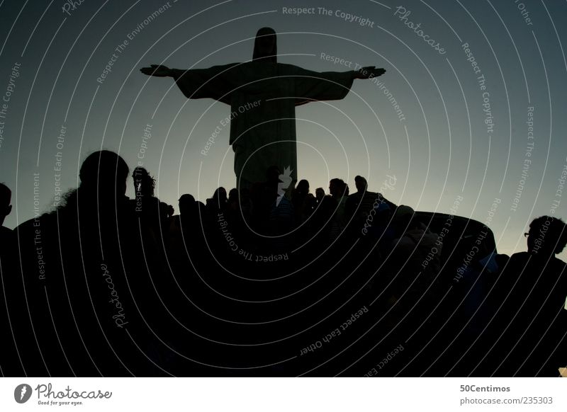 Silhouette of Cristo in Rio de Janeiro Human being Group Brazil Tourist Attraction Landmark Observe Discover Vacation & Travel Looking Esthetic Famousness
