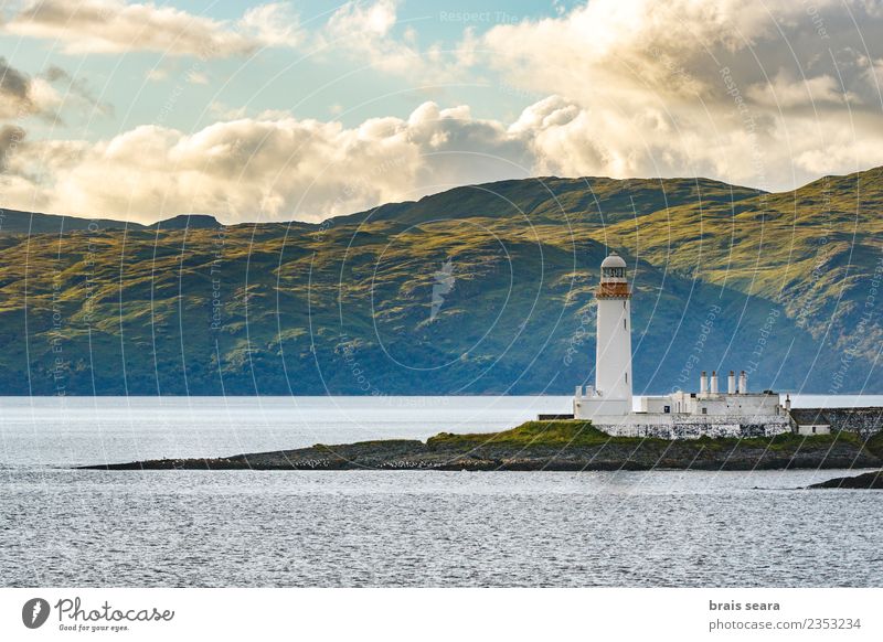 Eilean Musdile Lighthouse. Oban, Scotland, United Kingdom - Jul 09 2017 Vacation & Travel Tourism Trip Adventure Far-off places Cruise Summer Beach Ocean Island