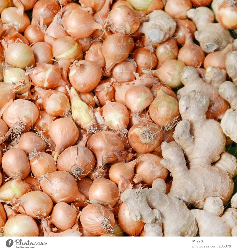 Onions & Ginger Food Vegetable Herbs and spices Nutrition Organic produce Vegetarian diet Asian Food Exotic Fresh Delicious Ingredients Root Colour photo