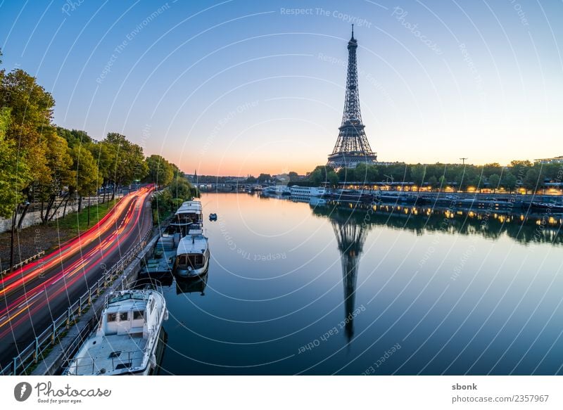 Paris in the morning Vacation & Travel Summer Town Skyline Eiffel Tower Love France urban City architecture tourism French cityscape view sky Colour photo