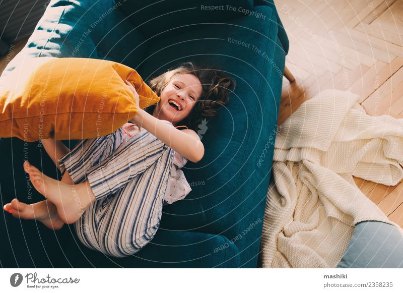kid girl having fun at home Lifestyle Joy Happy Relaxation Playing Flat (apartment) Child Family & Relations Infancy Smiling Laughter Throw Crazy Home young