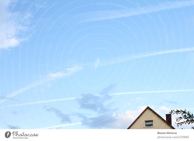 A heavenly day! House (Residential Structure) Environment Sky Clouds Beautiful weather Outskirts Detached house Window Chimney Looking Living or residing Blue