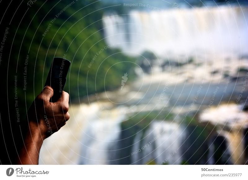 Snapshot - snapshot - iguazu falls Vacation & Travel Tourism Trip Far-off places Sightseeing Hiking Cellphone Camera Hand Landscape Water Summer Waterfall