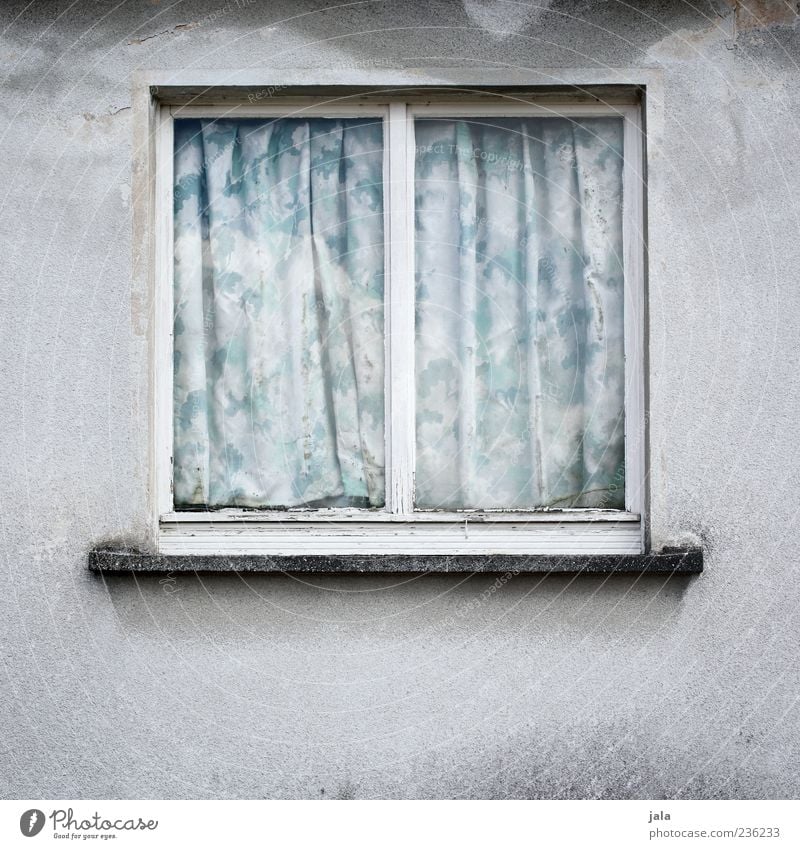 windows House (Residential Structure) Wall (barrier) Wall (building) Window Curtain Drape Gloomy Exterior shot Deserted Copy Space bottom Neutral Background Day