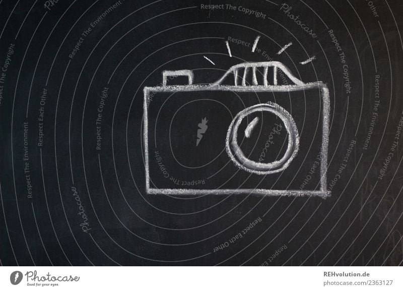 Sheet drawing | Camera Leisure and hobbies Creativity Painted Photography Take a photo Chalk Blackboard Flash photo Symbols and metaphors Icon Drawing