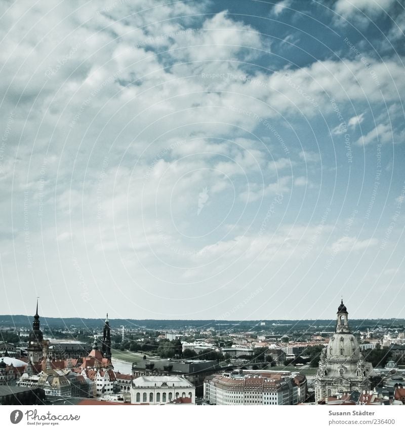 pearl Dresden Town Downtown Old town Skyline Uniqueness Frauenkirche Church Historic Buildings Lookout tower Vantage point Clouds in the sky Saxony Summer