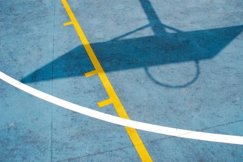 Shadow cast on basketball court Basketball basket Basketball arena Australia Line Under Blue Irritation Target Shadow play Floor covering Illusion Abstract