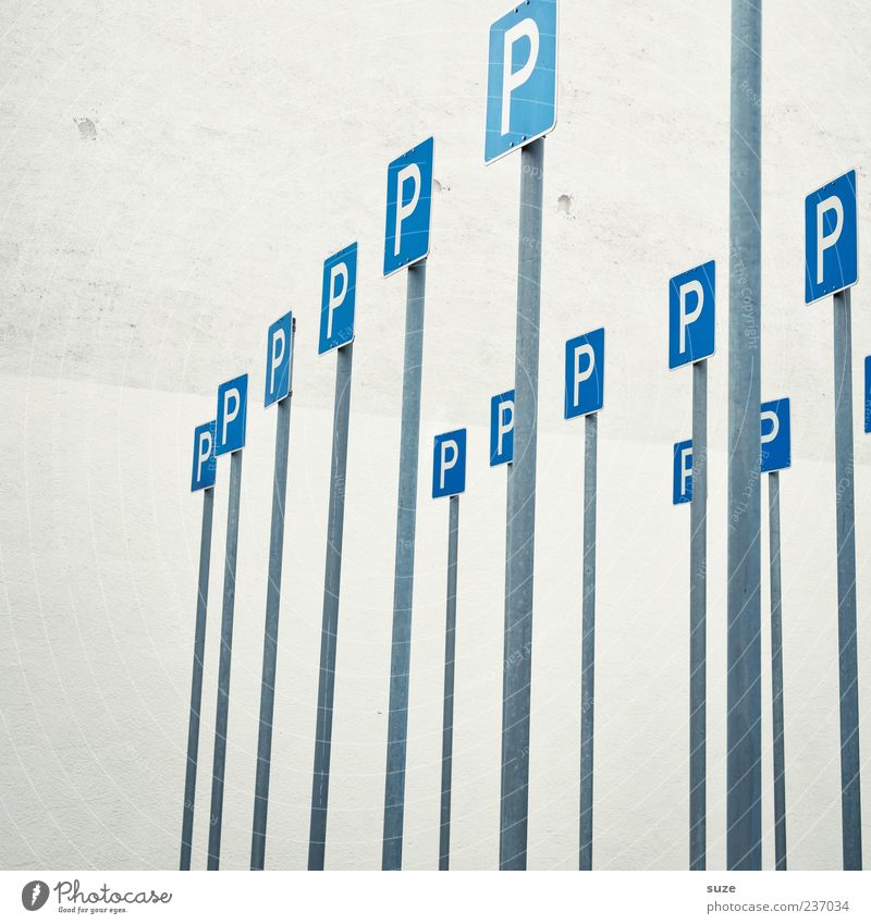 claustrophobia Wall (barrier) Wall (building) Road sign Sign Signs and labeling Funny Blue Gray Parking lot Search for a parking space Lack of parking spaces
