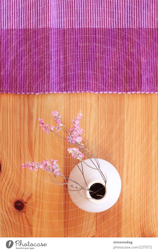 table decoration Vase Exceptional Creativity Moody Decoration Table Violet Wood Bird's-eye view Blossom Arrangement Round Sharp-edged White Groove Wood grain