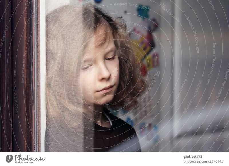Why? | Portrait of a sad boy at the window Child Boy (child) Infancy Life 1 Human being 8 - 13 years Brunette Blonde Long-haired Curl Sadness Grief