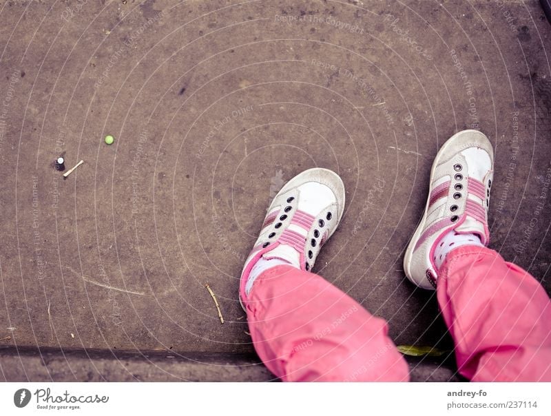 legs Legs 1 Human being 3 - 8 years Child Infancy Pants Footwear Stone Sit Life Relaxation Sneakers Pink Brown Feet Stockings Bird's-eye view Small Ground