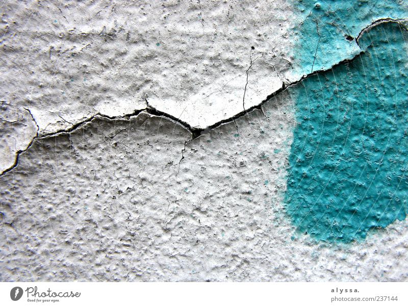 forever. Graffiti Facade Concrete Green White Colour photo Exterior shot Deserted Crack & Rip & Tear Flake off Dye Blue Gloomy Detail Close-up 1